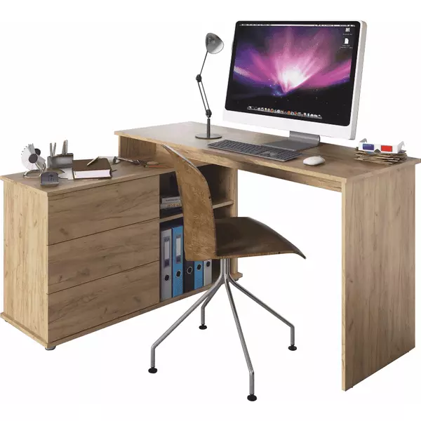 Univerzális sarok PC-asztal, tölgyfa artisan, TERINO