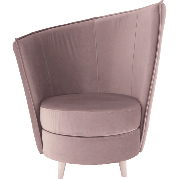Fotel Art Deco stílusban, rózsaszín Kronos szövet/tölgy, ROUND NEW