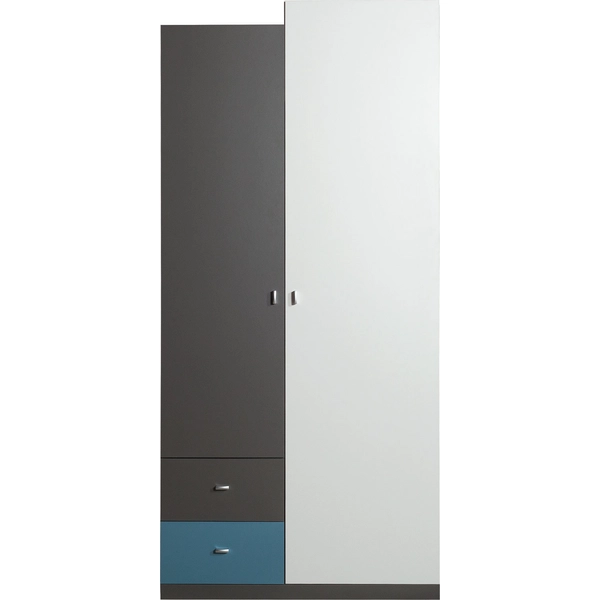 TABLO SYSTEM 3 akasztós szekrény grafit - fehér - atlantic kék színű, kétajtós, kétfiókos