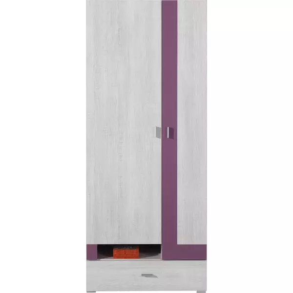NEXT SYSTEM 3 akasztós szekrény fehér fenyő - viola színű, kétajtós, egyfiókos