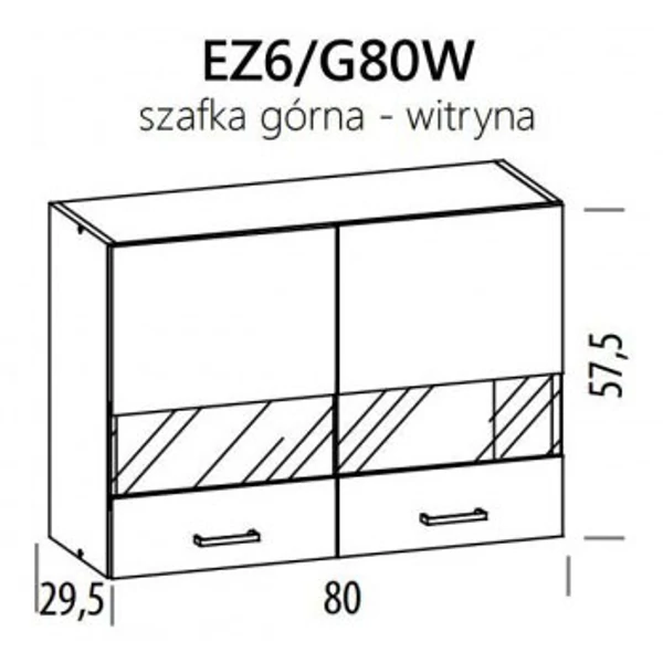 JUNO ELENA felső vitrines szekrény 80 cm