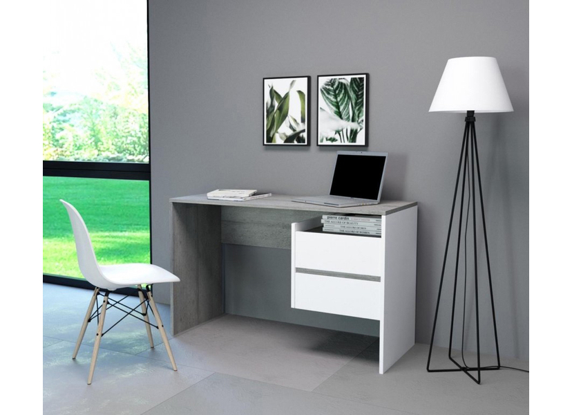 PACO 3 íróasztal beton / matt fehér