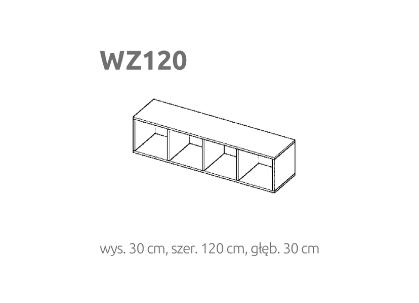 BRIKS Nyitott fekvő fali szekrény WZO120