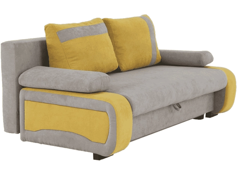 Kinyitható kanapé, szürke-barna/sárga, BOLIVIA