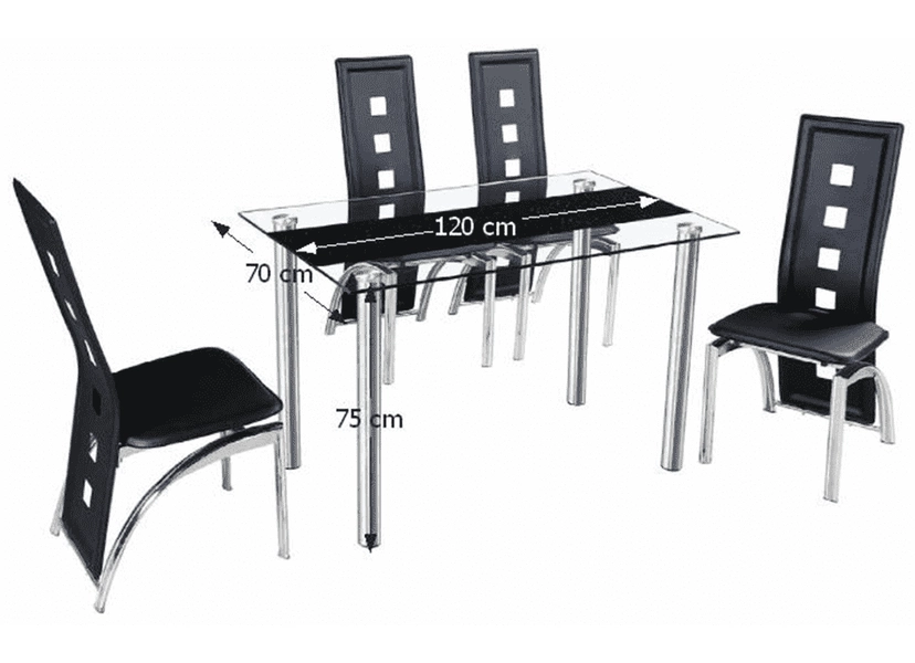 Étkezőasztal, acél + üveg, 120x70 cm, ESTER