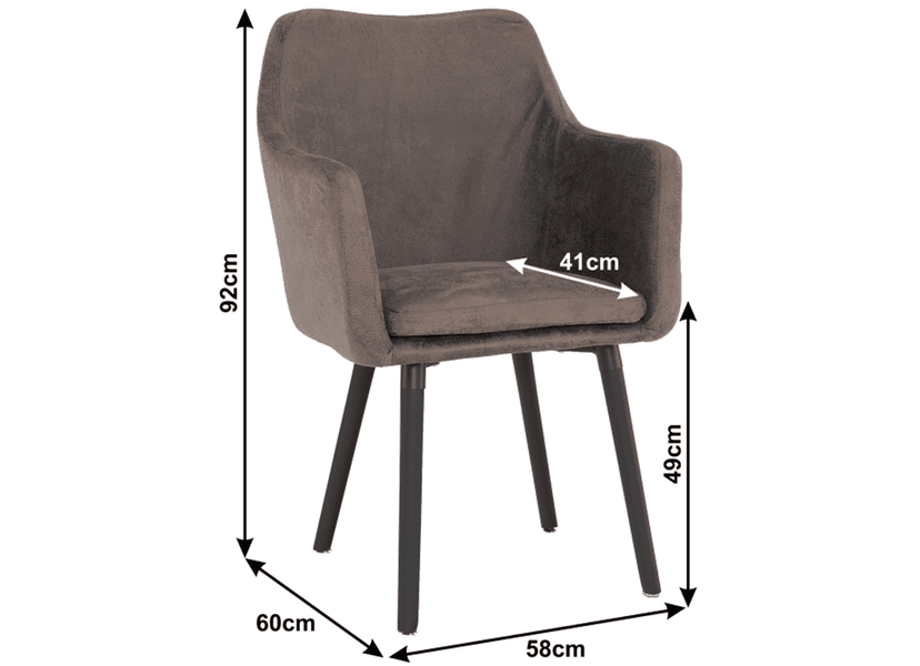 Étkező fotel, barnásszürke/fekete, DABIR
