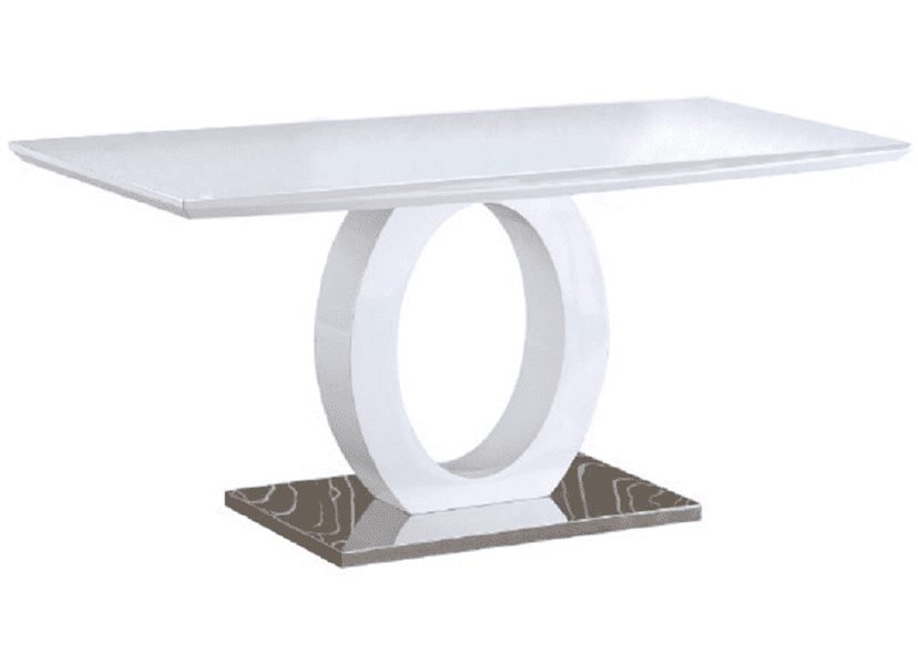 Étkezőasztal, fehér magas fény/acél, 150x80 cm, ZARNI