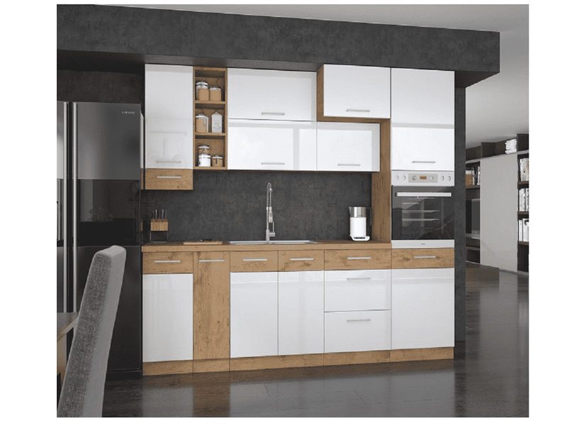 Alsó szekrény, lancelot tölgy/ fehér extra magas fényű HG, VEGA D40 3S BB