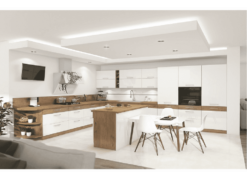 Magas szekrény, lancelot tölgy/ fehér extra magas fényű HG, VEGA 40 DK-210 2F