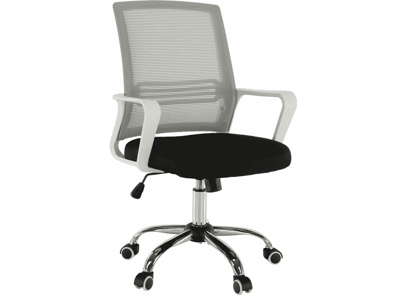 Irodai szék, hálószövet szürke/szövet fekete/műanyag fehér, APOLO