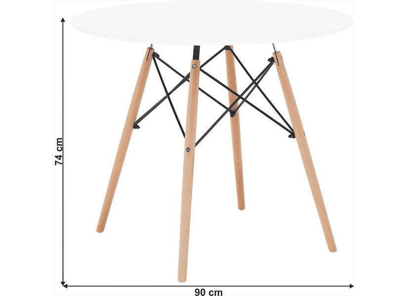 Étkezőasztal, fehér/bükk, átmérő 90 cm, GAMIN NEW 90