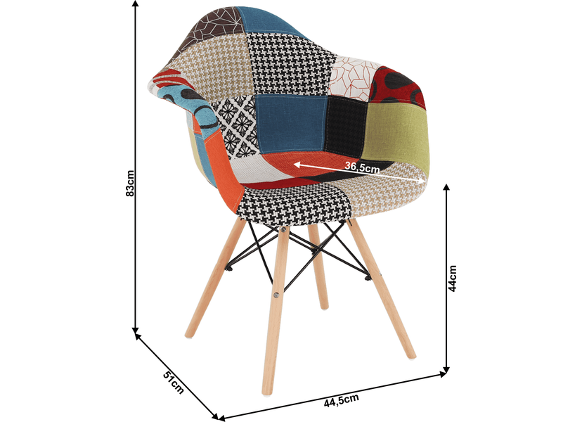 Fotel, anyag patchwork/bükk, TOBO 3 NEW