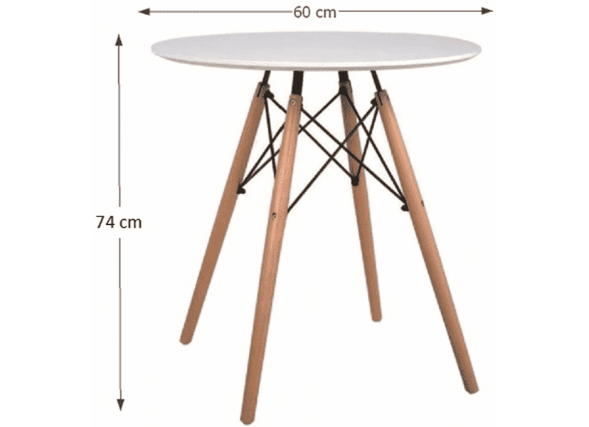 Étkezőasztal, fehér/bükk, átmérő 60 cm, GAMIN NEW 60