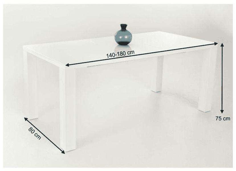 Étkézőasztal meghosszabítható, fehér magasfényű HG, 140-180x80 cm, ASPER New TYP 1