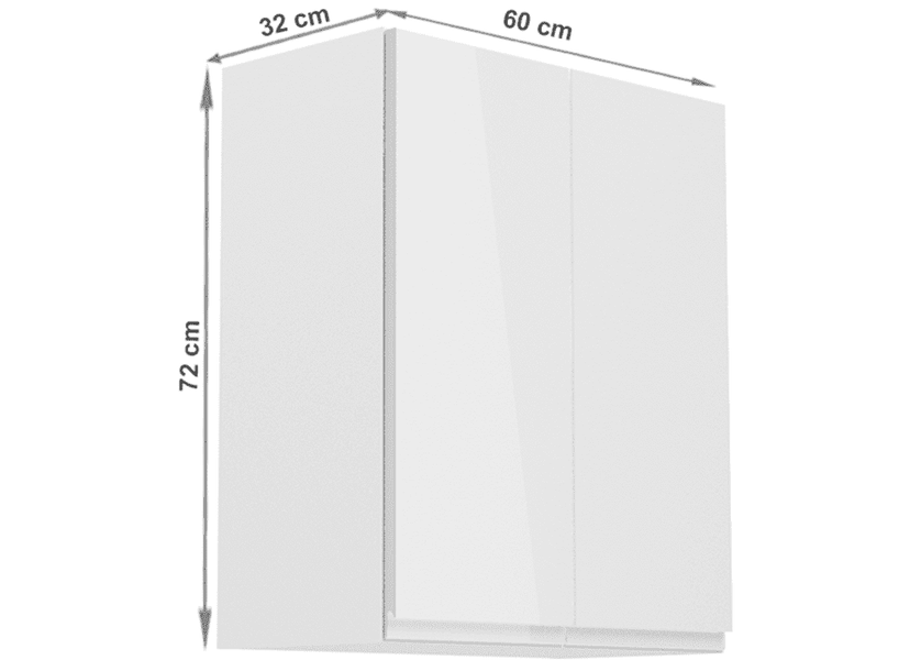Felső szekrény, fehér/fehér extra magasfényű, AURORA G602F