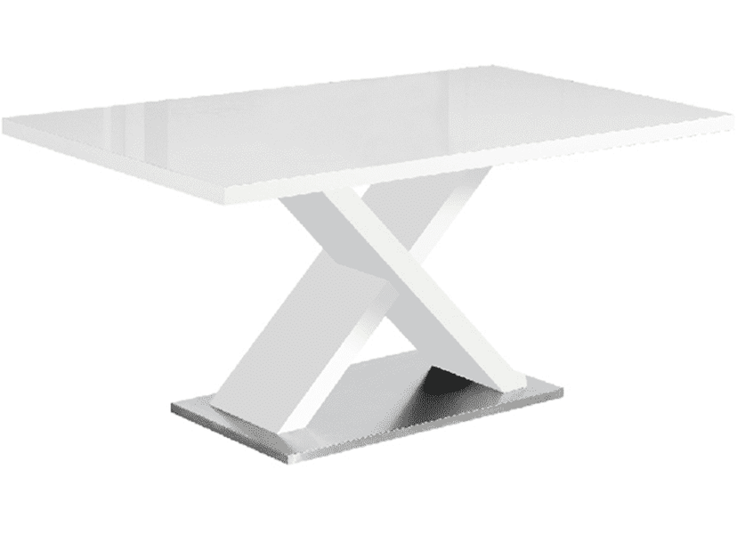 Étkezőasztal, fehér magasfényű HG, 160x90 cm, FARNEL