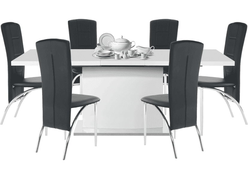 étkezőasztal, fehér színű HG, 160-200x90 cm, KORINTOS