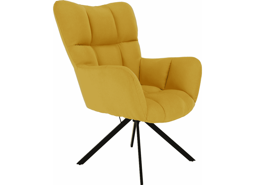 Dizájnos forgó fotel, sárga/fekete, KOMODO