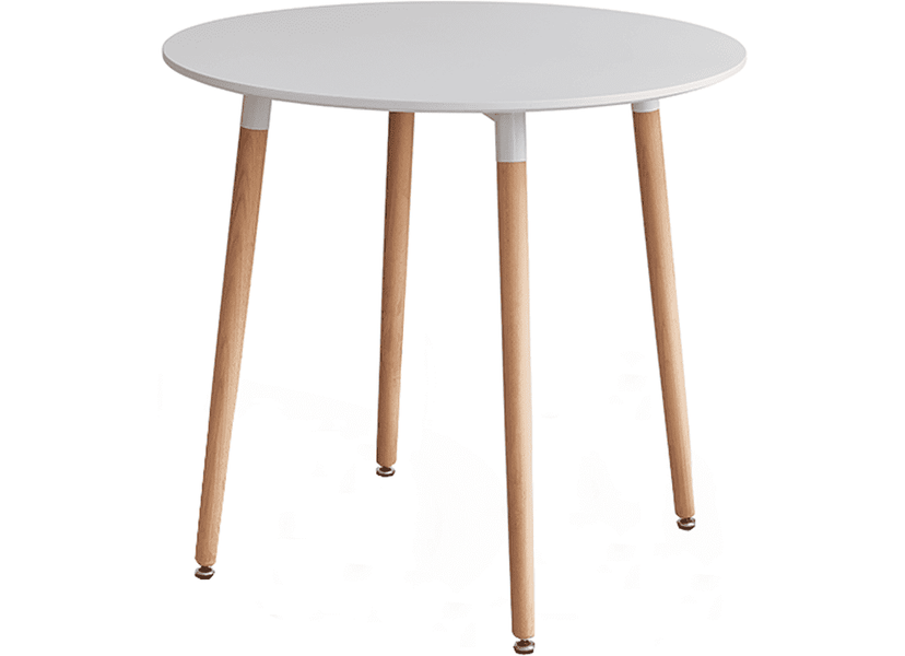 Étkezőasztal, fehér/bükk, átmérő 80 cm, ELCAN