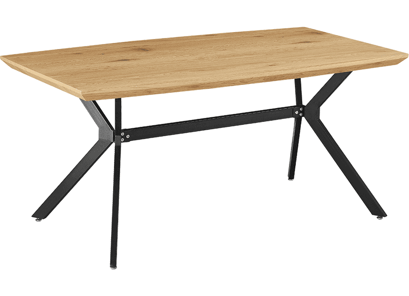 Étkezőasztal, tölgy/fekete, 160x90 cm, MEDITER