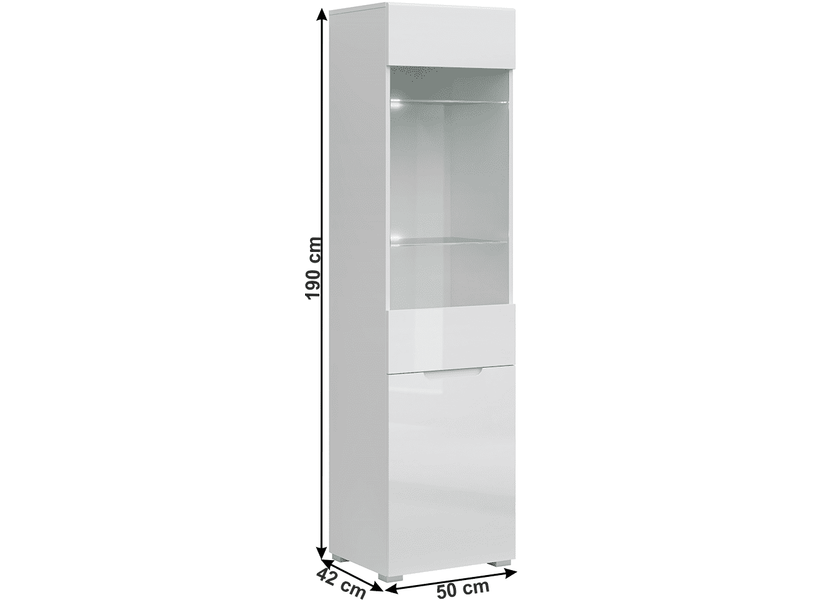 Vitrin 1D1W, fehér/fehér extra magasfényű HG, JOLK
