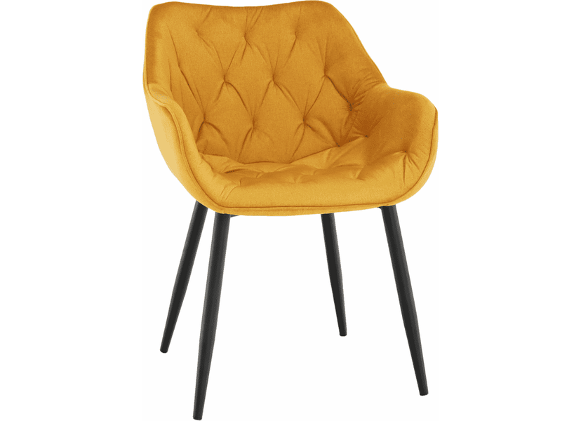 Dizájnos fotel, sárga Velvet anyag, FEDRIS