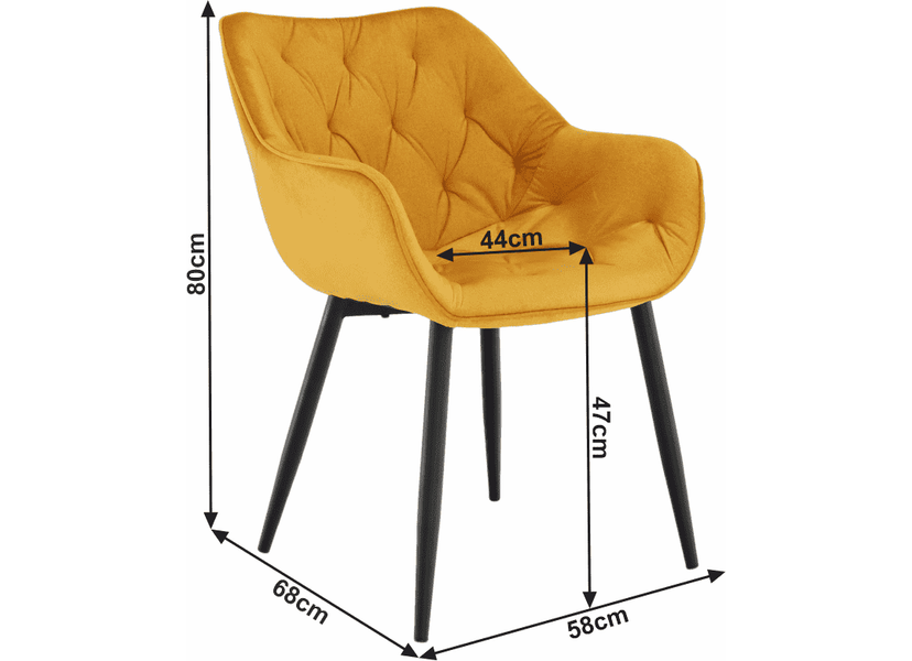 Dizájnos fotel, sárga Velvet anyag, FEDRIS