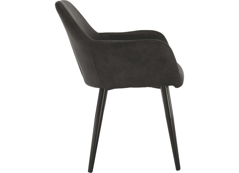 Design karosszék, szálcsiszolt bőrszövet, barna / fekete, LACEY