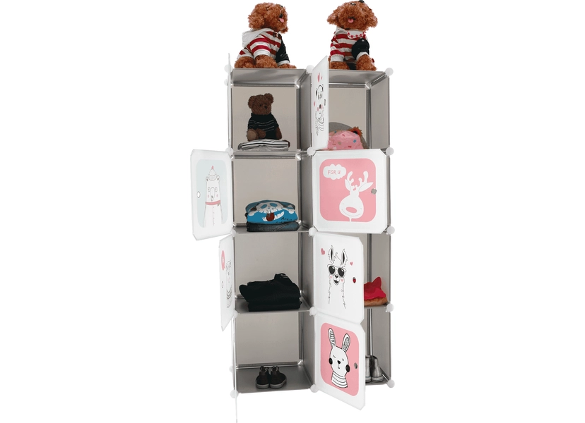 Gyerek moduláris szekrény, szürke/gyerekminta, ATREY