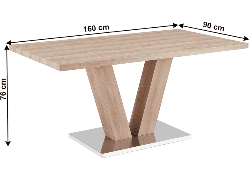 Étkezőasztal, világos tölgy, 160x90 cm, HESTON