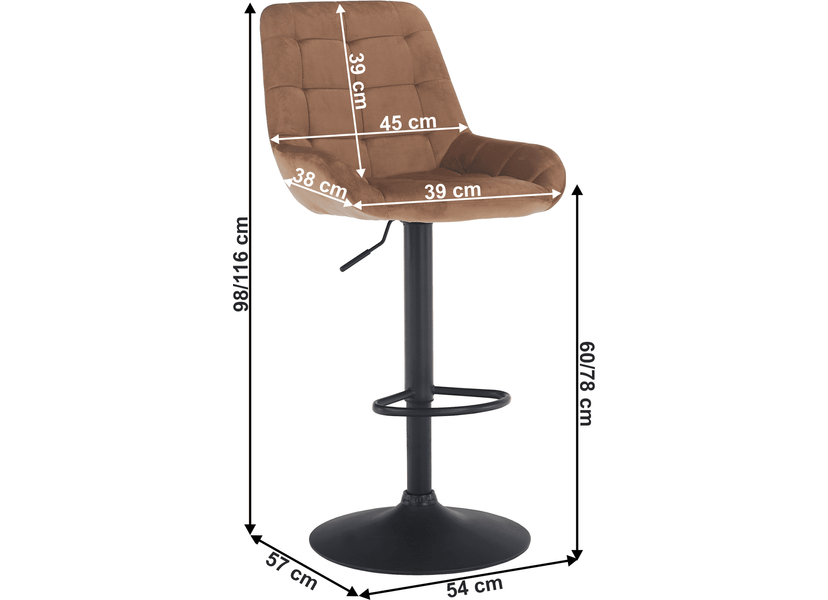 Bárszék, barna Velvet anyag, CHIRO NEW