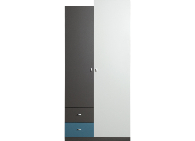 TABLO SYSTEM 3 akasztós szekrény grafit - fehér - atlantic kék színű, kétajtós, kétfiókos