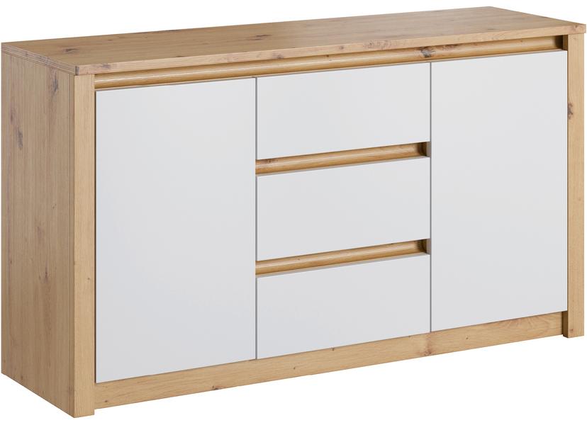 Málta K2D komód 2 ajtóval és 3 fiókkal, fehér / artisan tölgy
