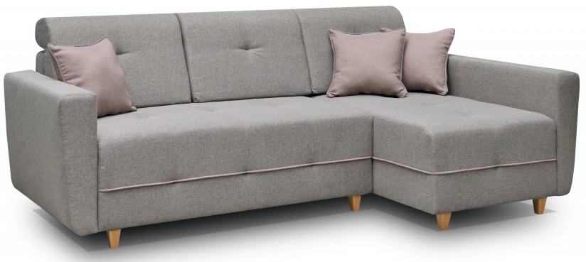Grey L alakú kanapé szürke / mályva