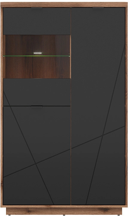 FORN vitrin fekete – delano tölgy 1 üvegezett és 2 normál ajtóval