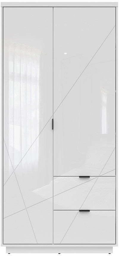 FORN akasztós szekrény fényes fehér, 2 ajtóval és 2 fiókkal
