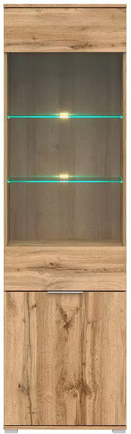 Zele vitrin wotan tölgy 1 üvegezett és 1 normál ajtóval