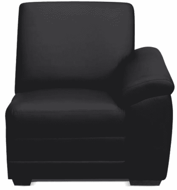 1 személyes kanapé támasztékkal, textilbőr fekete, jobbos, BITER 1 1B