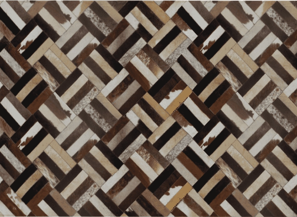 Luxus bőrszőnyeg, barna/fekete/bézs, patchwork, 140x200, bőr TIP 2