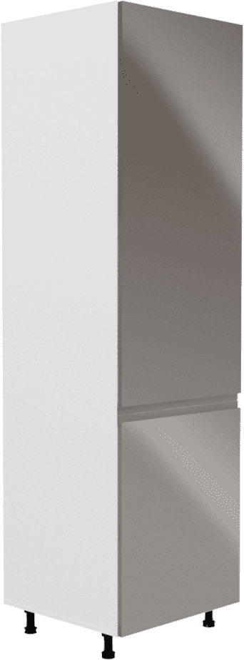 Szekrény a beépíthető hűtőhöz, fehér/szürke extra magasfényű, jobbos, AURORA D60ZL