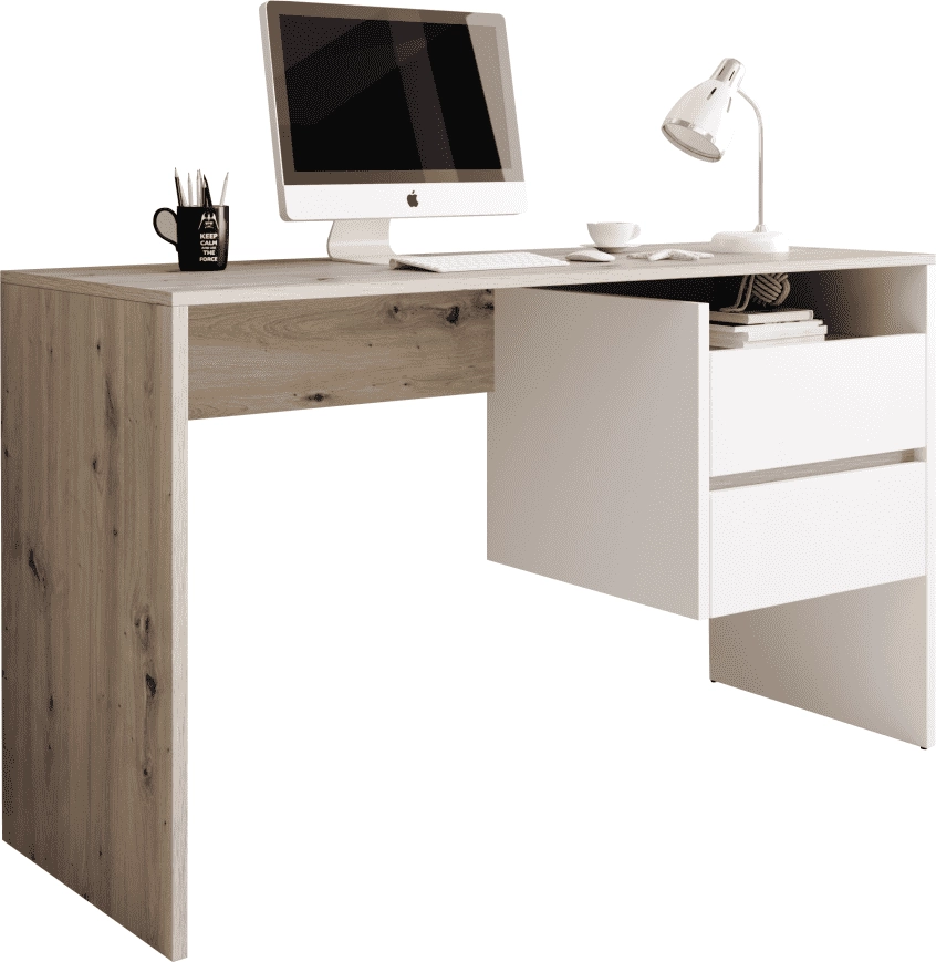 PC-asztal, artisan tölgy/fehér matt, TULIO