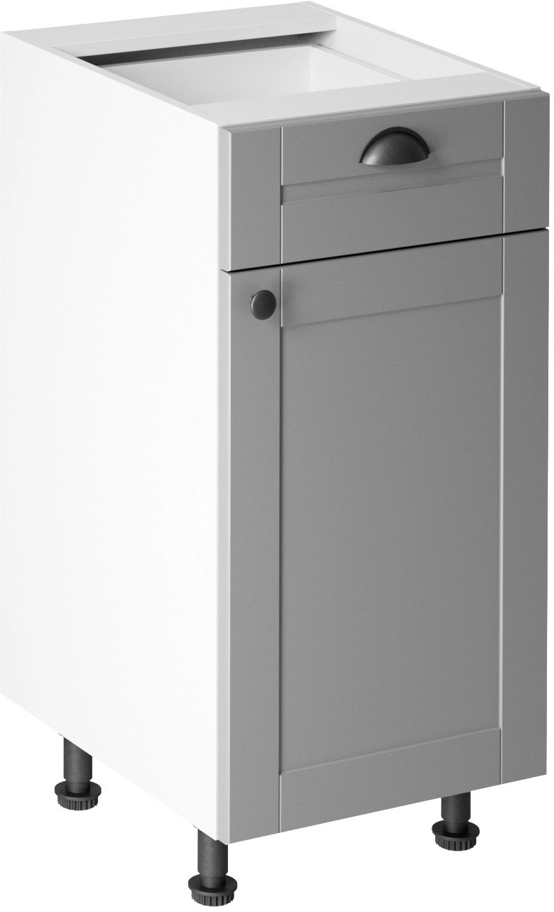 Linea Grey D40S1 alsó konyhaszekrény, szürke / fehér