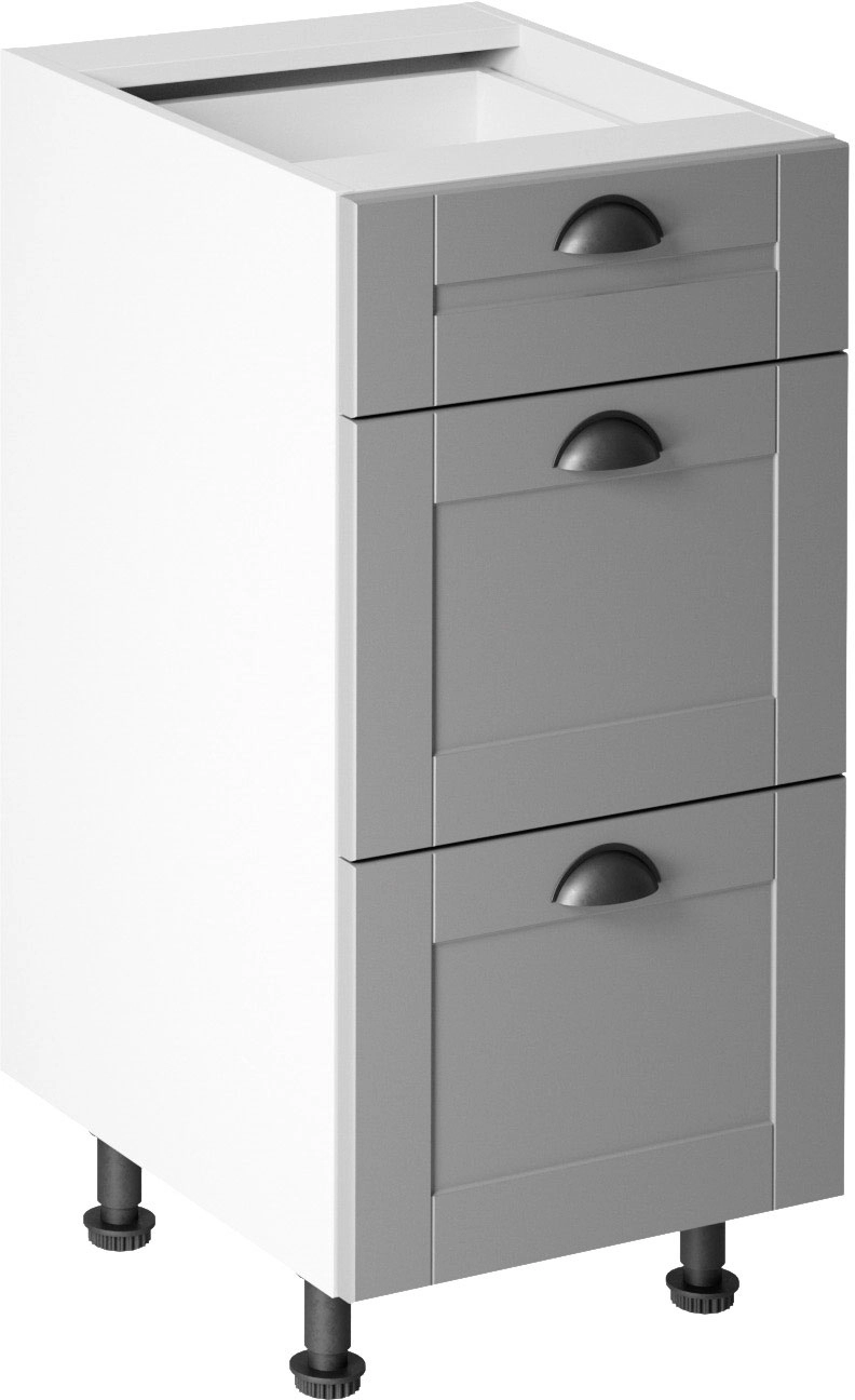 Linea Grey D40S3 alsó konyhaszekrény, szürke / fehér