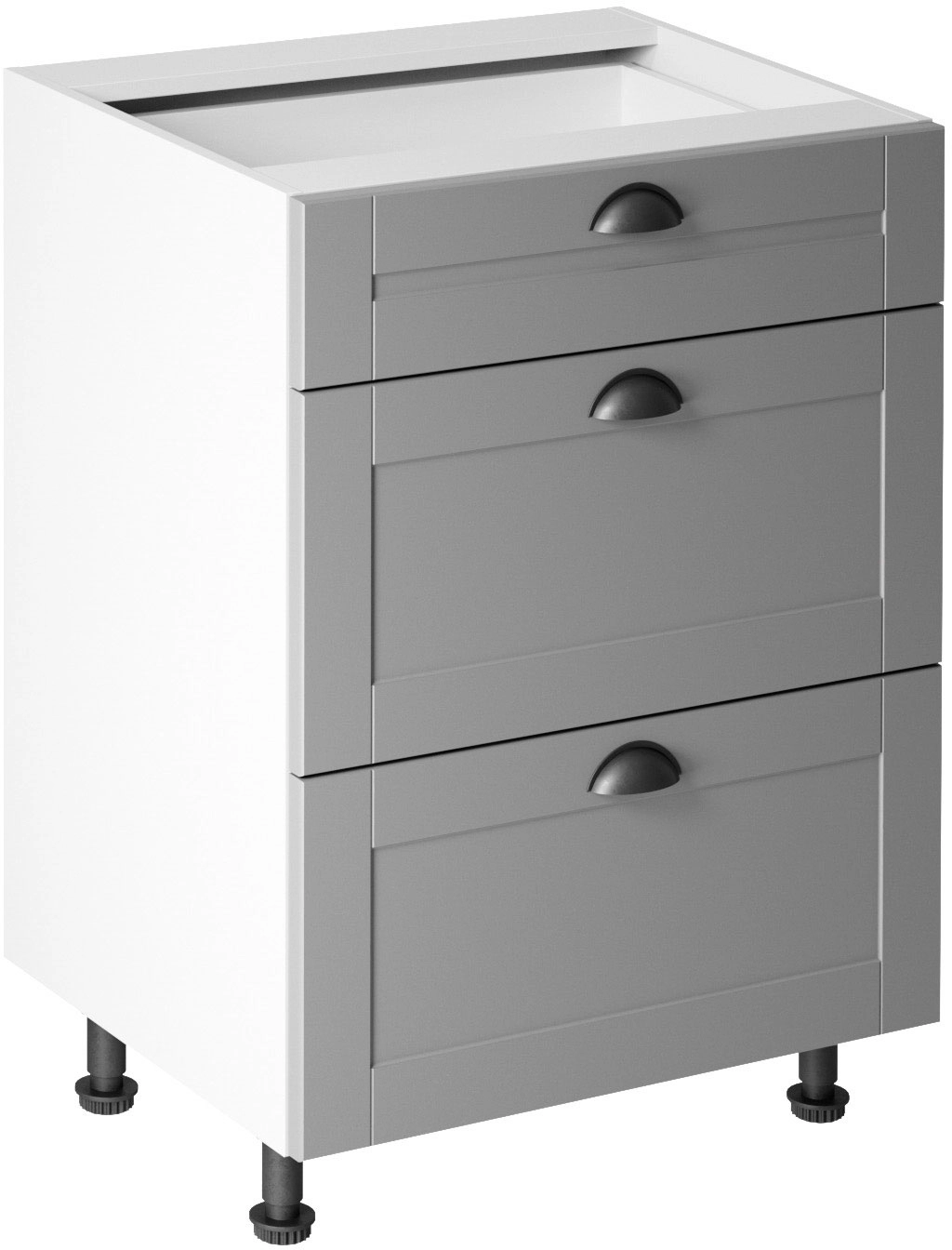 Linea Grey D60S3 alsó konyhaszekrény, szürke / fehér