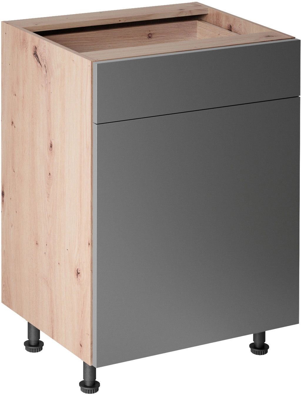 Langen D60S1-PO alsó konyhaszekrény, szürke / artisan tölgy